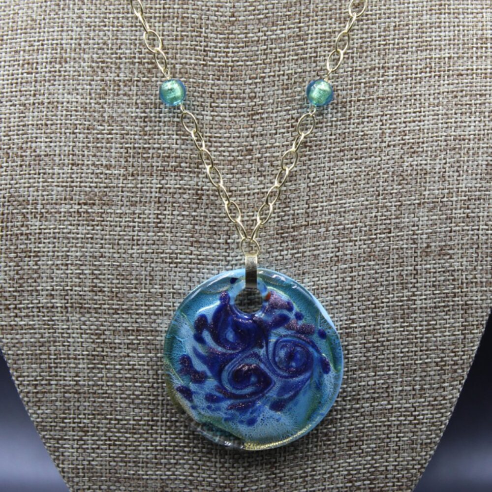 Bolivia 14K Venetian Glass Pendant Necklace